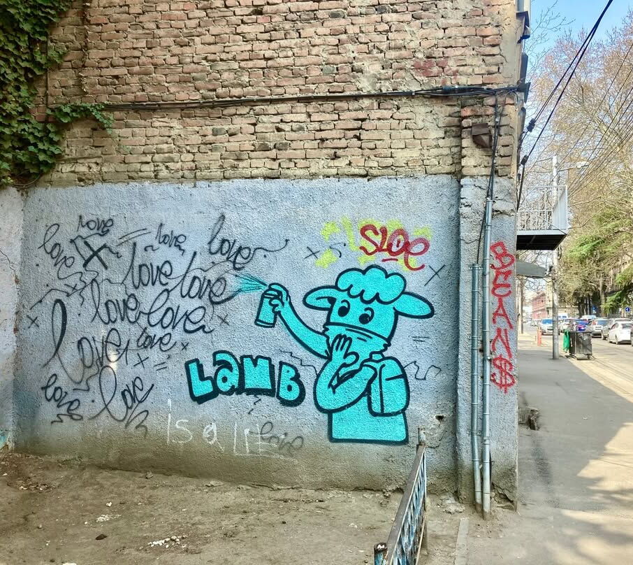 Lamb doing Graffiti - Lamb